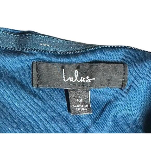 Lulus Passionate Aura Teal Blue Textured Strapless Bustier Midi Dress Sz M NEW - Picture 10 of 11